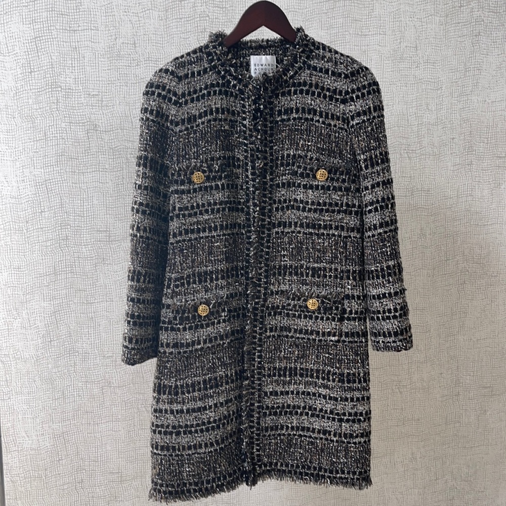 Edward Achour Paris plaid long jacket Fully lined size 6